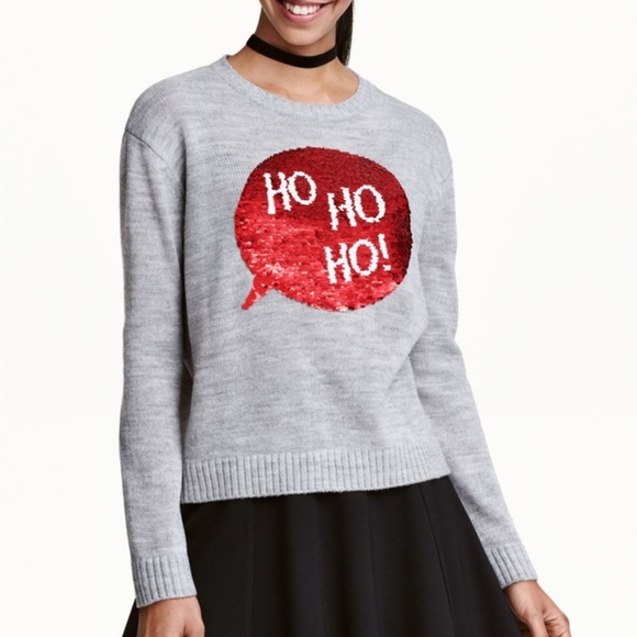 H & M | Ho Ho Ho | Christmas | Sequins Sweater | Holiday - Picture 1 of 5